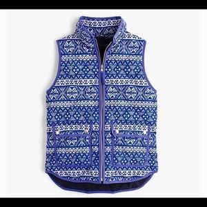 J. Crew Down Puffer Excursion Vest Fair Isle Small